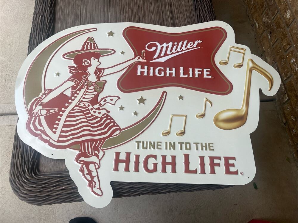 Miller High Life "Tune Into The High Life" Metal Tin Tacker Sign